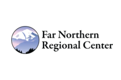 A circular logo featuring a snow-capped mountain and trees on the left, with partially blurred black text to the right.